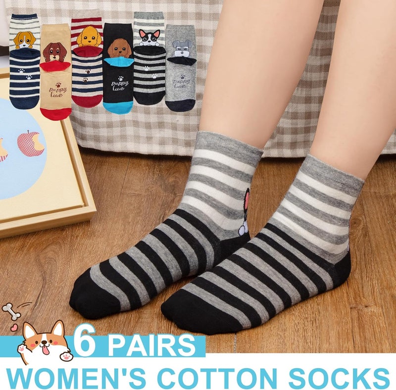 Socksfad Store 5-6 Pairs Women's Cute Cat Socks Gifts, Funny Novelty Animal Print Crew Cotton Socks Christmas Gifts for Women Girls - Image 2